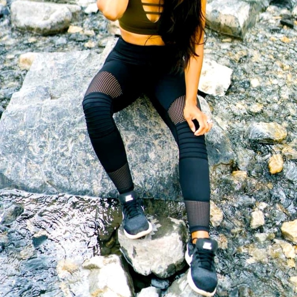 Zyia Black Mesh Panel Leggings